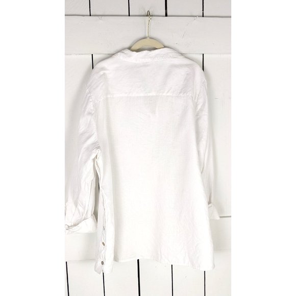 Richard Malcolm white Irish linen side button down pullover blouse shirt 3X - Picture 2 of 5